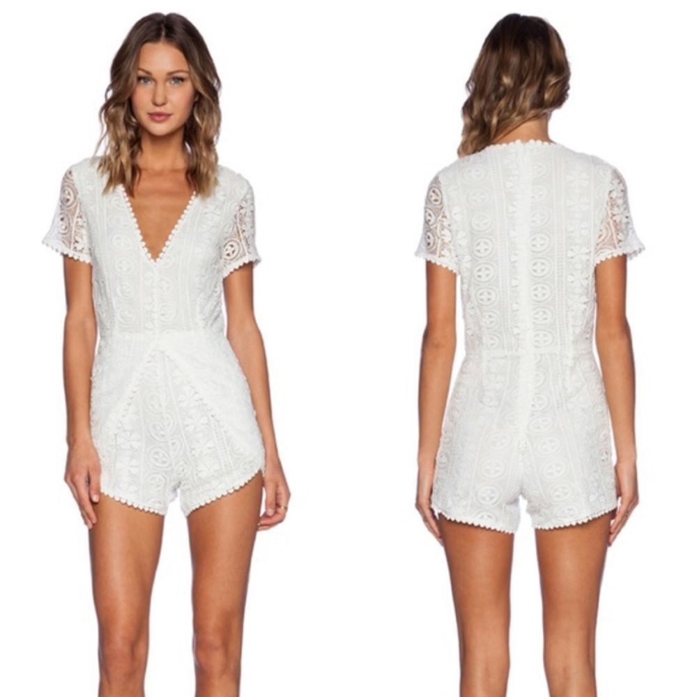Lost in Lunar - Wilde Heart Laced Up Romper in White - Women’s Size Small